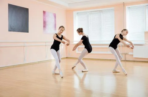 Young dancers at ballet class Stock Photos
