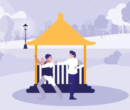 Young dancers couple dancing in the park Ilustração Stock