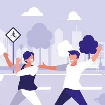 Young dancers couple dancing in the park Ilustração Stock