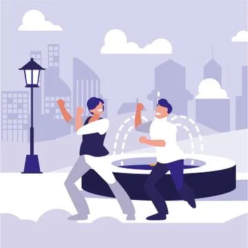 Young dancers couple dancing in the park Ilustração Stock