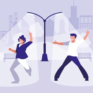 Young dancers couple dancing in the park Ilustração Stock