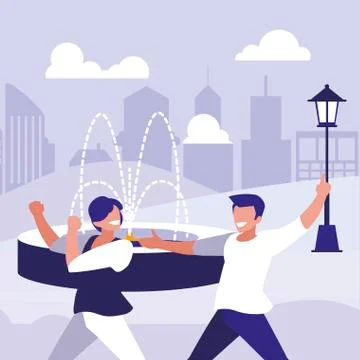 Young dancers couple dancing in the park Ilustração Stock