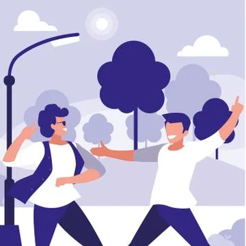 Young dancers couple dancing in the park Ilustração Stock