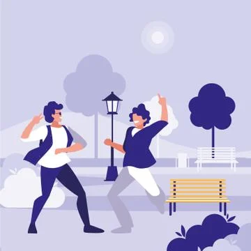 Young dancers couple dancing in the park Ilustração Stock