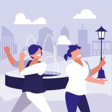 Young dancers couple dancing in the park Ilustração Stock