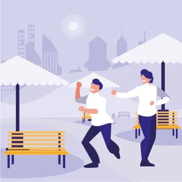 Young dancers couple dancing in the park Ilustração Stock