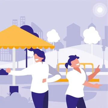 Young dancers couple dancing in the park Ilustração Stock