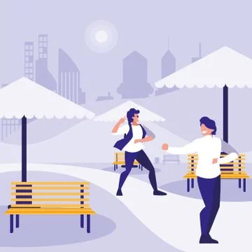 Young dancers couple dancing in the park Ilustração Stock