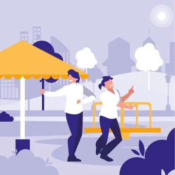 Young dancers couple dancing in the park Ilustração Stock