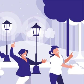 Young dancers couple dancing in the park Ilustração Stock