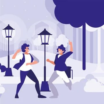 Young dancers couple dancing in the park Ilustração Stock
