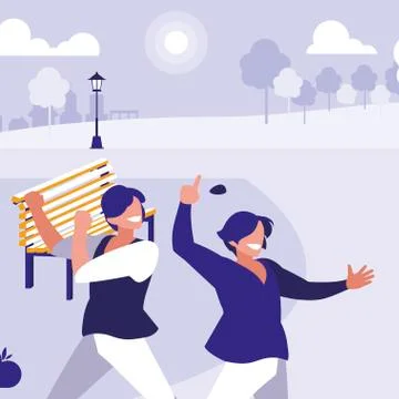 Young dancers couple dancing in the park Ilustração Stock