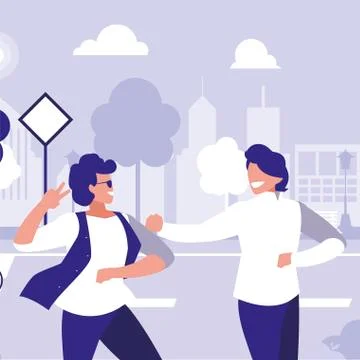 Young dancers couple dancing in the park Ilustração Stock