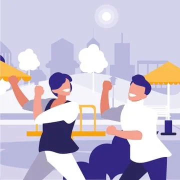 Young dancers couple dancing in the park Ilustração Stock