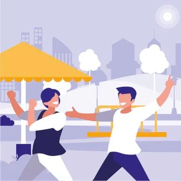 Young dancers couple dancing in the park Ilustração Stock