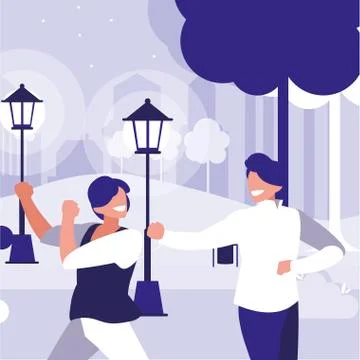 Young dancers couple dancing in the park Ilustração Stock
