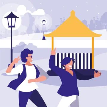 Young dancers couple dancing in the park Ilustração Stock