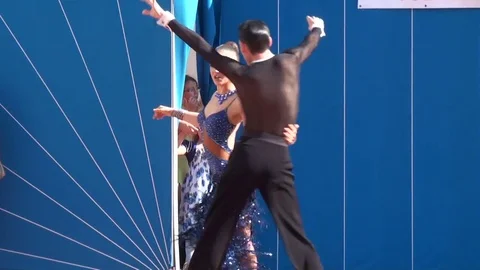 The young dancing couple participating in the dance competition Stock Footage 78699633