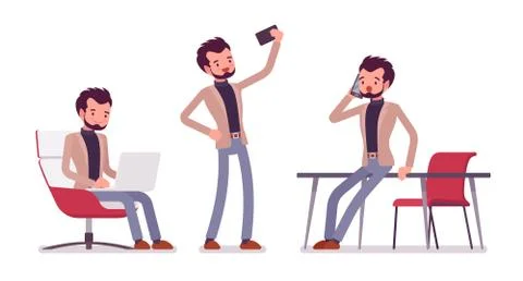 Young dandy office scences Stock Illustration