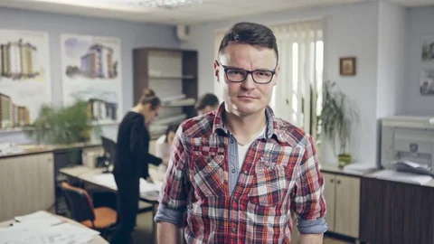 Young designer posing at camera Stock Footage 83553566