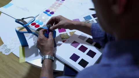 Young Designer Put Final Touches On a High Heels . Stock Footage 146165175