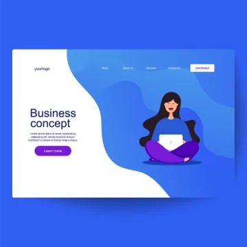 Young developer coding in a project in a computer, sitting cross legged. Lapt Stock Illustration