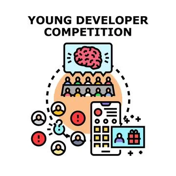 Young developer competition brainstorming new mobile app ideas Illustrazione stock