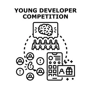 Young developer competition brainstorming new mobile app ideas Stockillustratie