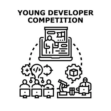 Young developer competition coding and innovation 库存插图