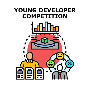 Young developer competition creating secured coding solutions Stock Illustration