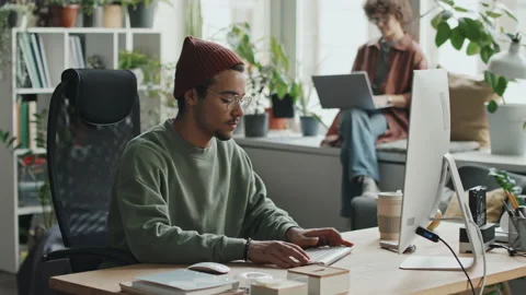 Young Developer Working on Computer with Program Stock Footage 232000018