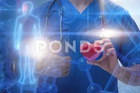 Young doctor cardiologist in telehealth concept Stock Photos