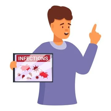 Young doctor explaining infections using digital tablet Stock Illustration