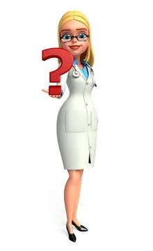 Young doctor with question mark Stock Illustration