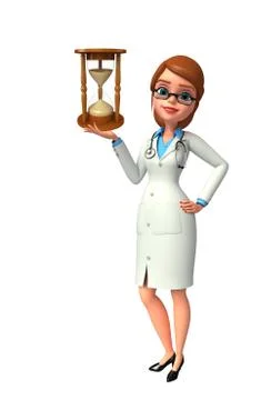 Young doctor with sand clock イラスト素材