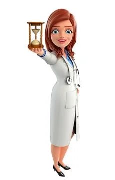 Young doctor with sand clock Stock Illustration