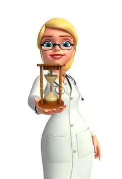 Young doctor with sand clock イラスト素材