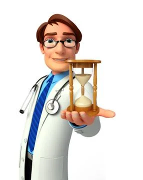Young doctor with sand clock イラスト素材