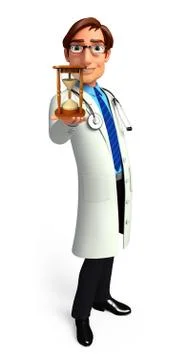 Young doctor with sand clock Stock Illustration