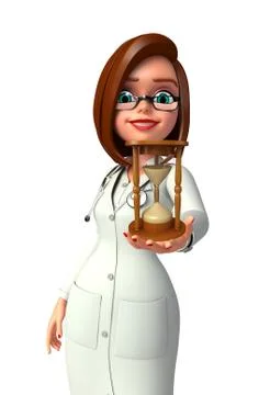 Young doctor with sand clock 库存插图