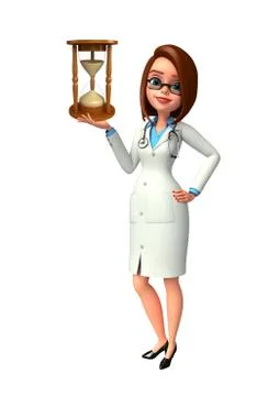 Young doctor with sand clock イラスト素材