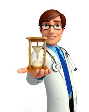 Young doctor with sand clock イラスト素材