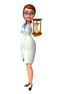 Young doctor with sand clock Illustrazione stock