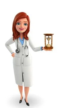 Young doctor with sand clock Stock Illustration