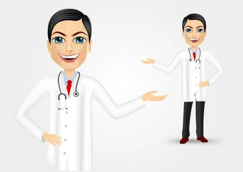 Young doctor showing something 스톡 일러스트