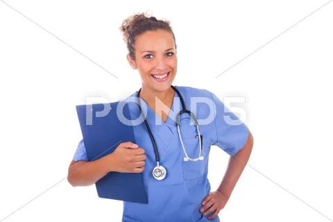 Young doctor with stethoscope isolated on white background Stock Photos