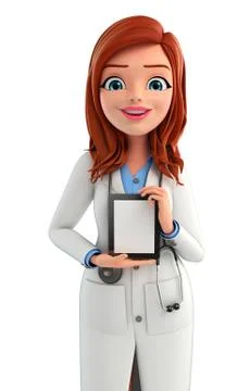 Young doctor with tab Stock Illustration