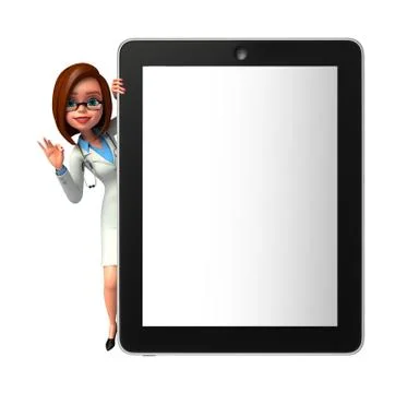 Young doctor with tab Stock Illustration