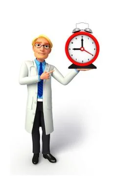 Young doctor with table clock Stockillustratie