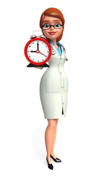 Young doctor with table clock イラスト素材